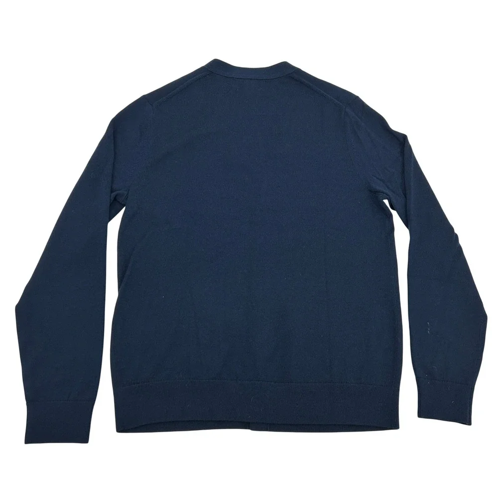Banana Republic Cardigan Sweater Mens M Navy Blue Baruffa Italian Merino Wool